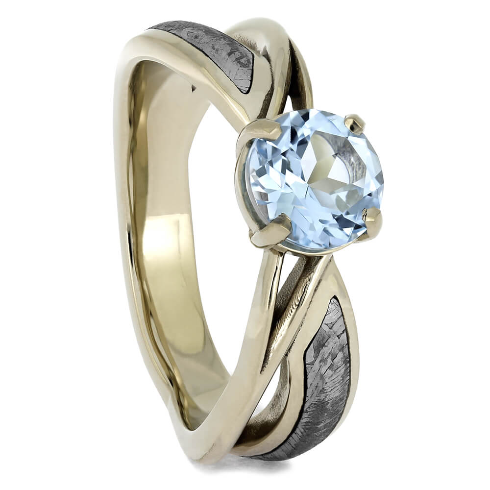 White Gold and Meteorite Engagement Rings