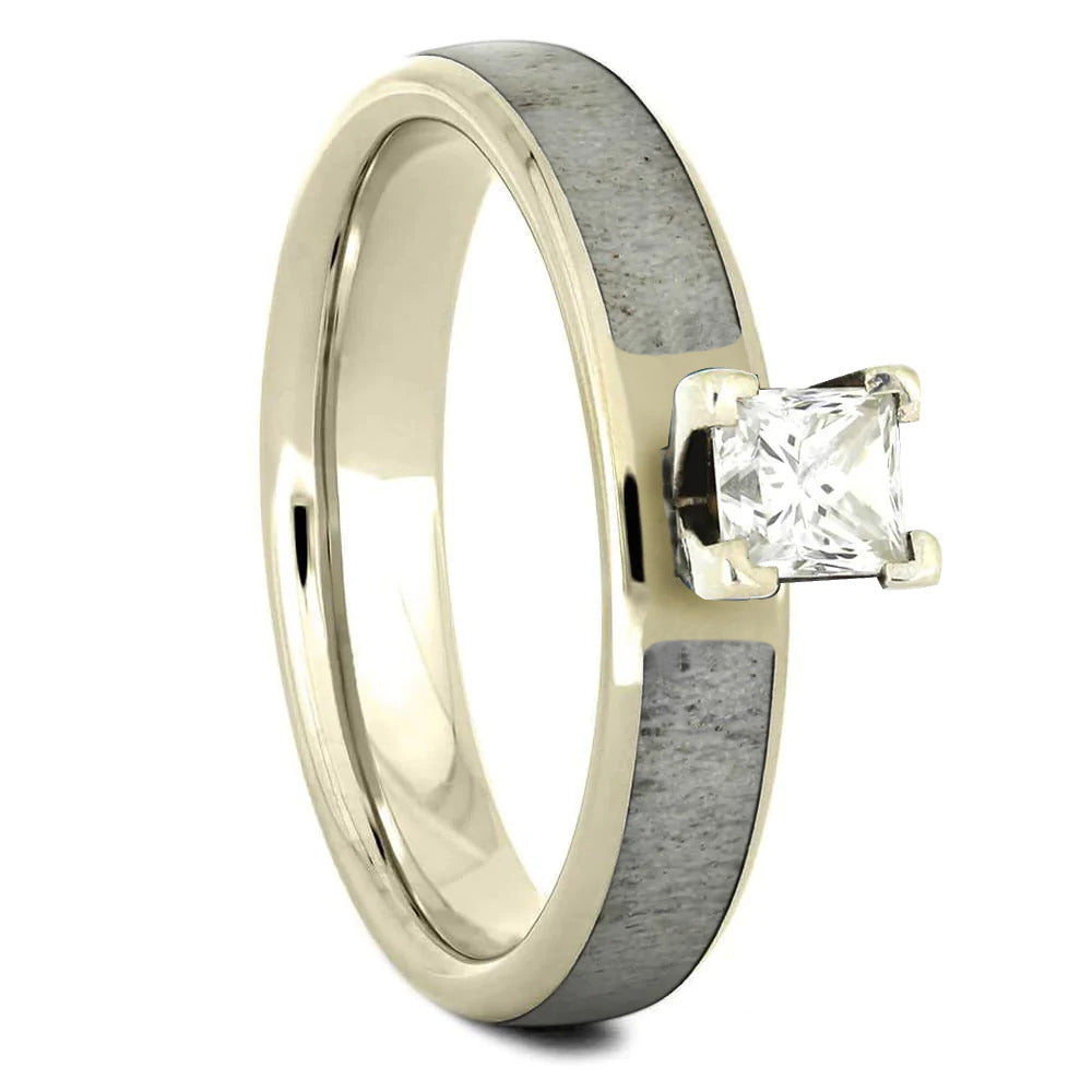 Antler and Moissanite Engagement Ring
