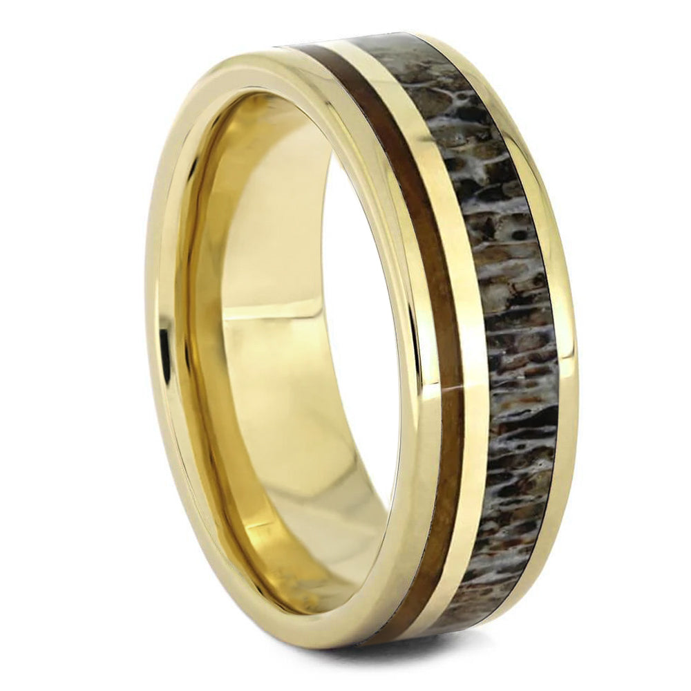 Men's Wedding Band With Whiskey Barrel Wood