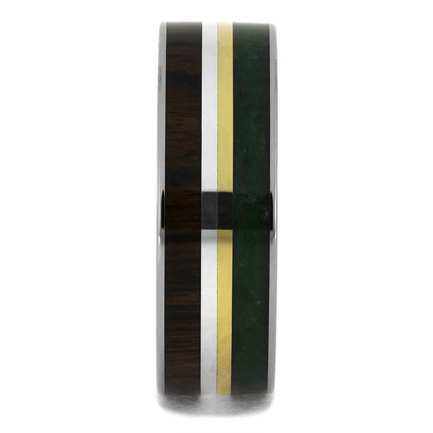 Wood and Peridot Wedding Band