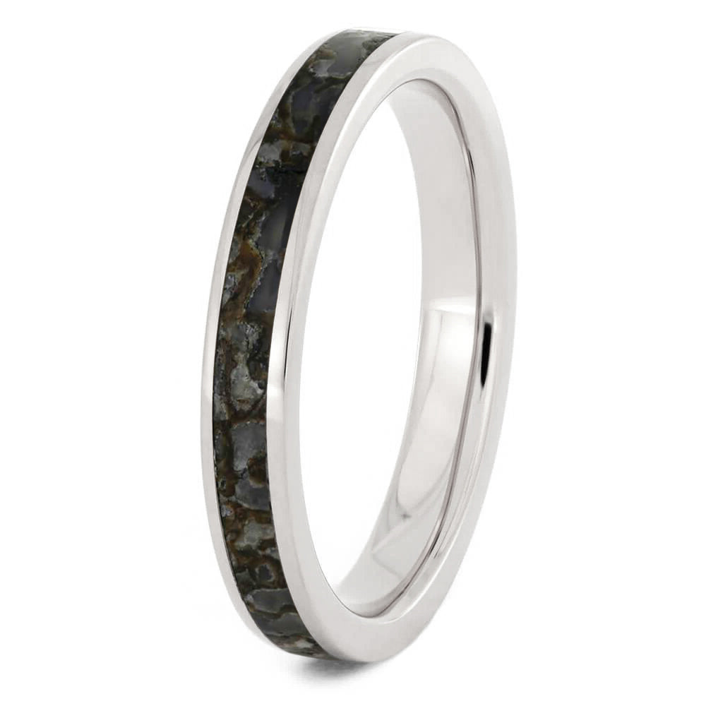 Thin Dinosaur Bone Ring In Titanium