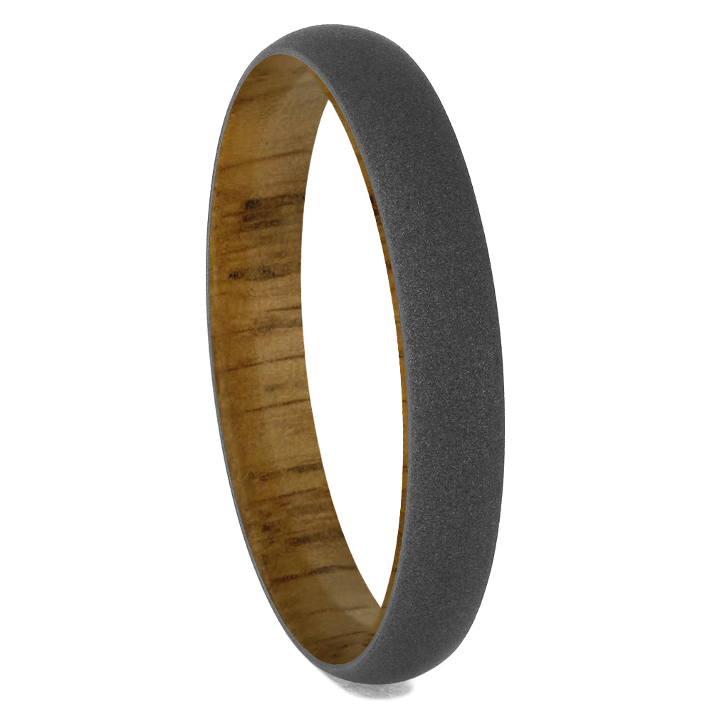 Wood Wedding Band With Sandblasted Titanium