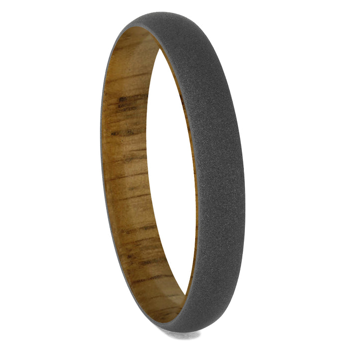 Wood Wedding Band With Sandblasted Titanium