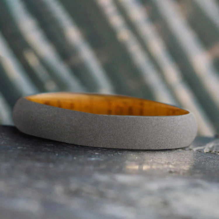 Sandblasted Ring with Wood Inside