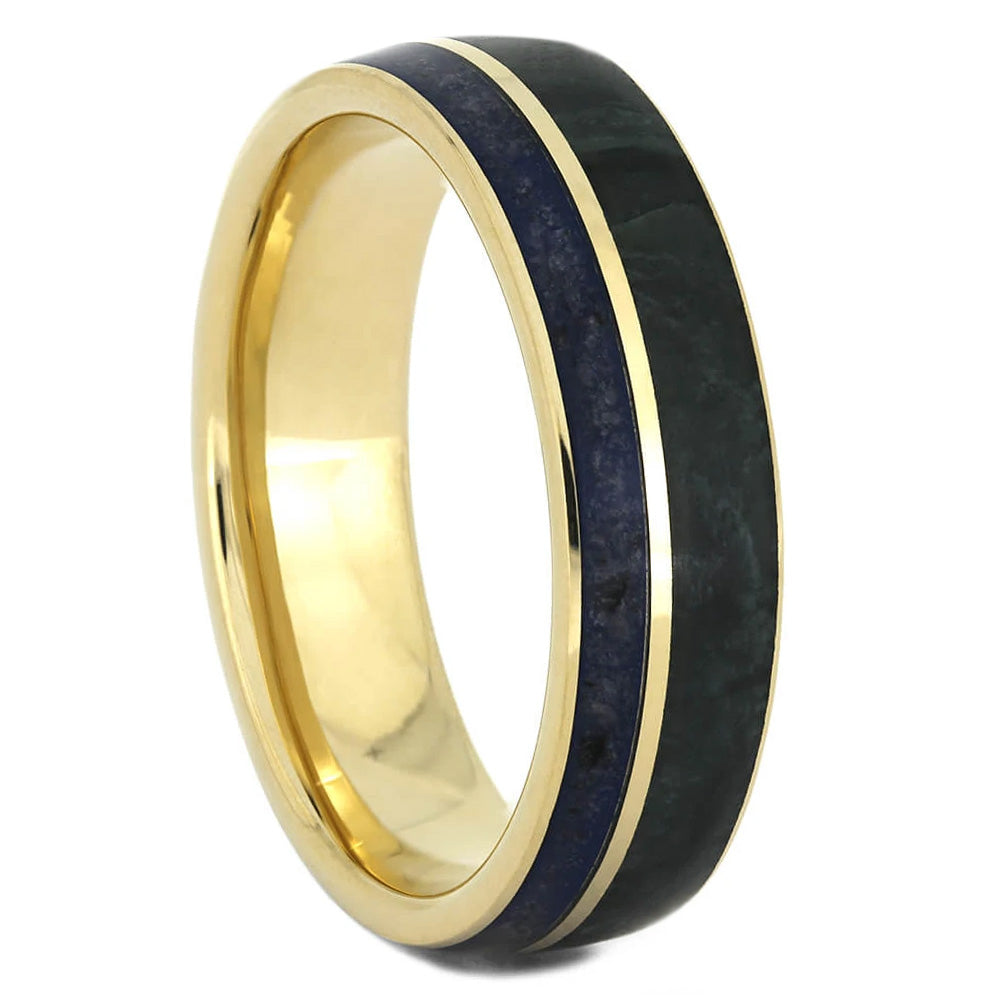 Yellow Gold Jade Wedding Band with Crushed Sapphires-3849 - Jewelry by Johan