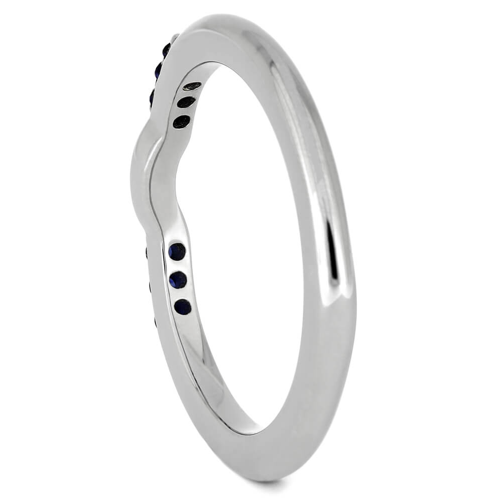 Platinum Shadow Band with Blue Sapphires-3851 - Jewelry by Johan