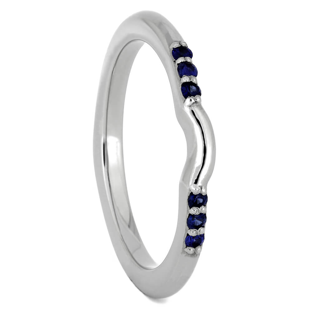 Platinum Shadow Band with Blue Sapphires-3851 - Jewelry by Johan