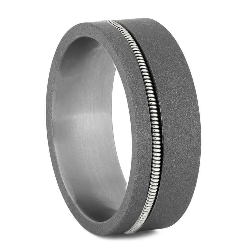 Guitar String Ring for Musicians With Sandblasted Finish - Jewelry by Johan