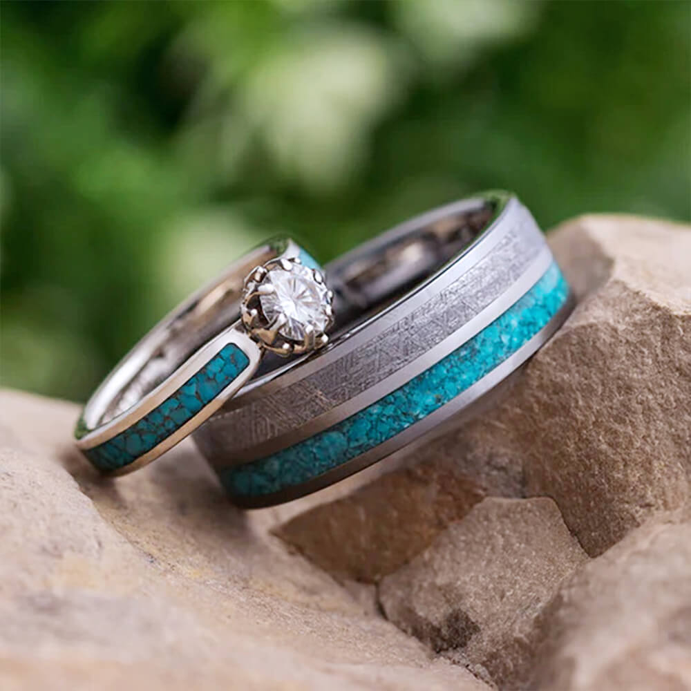 Turquoise Wedding Ring Set