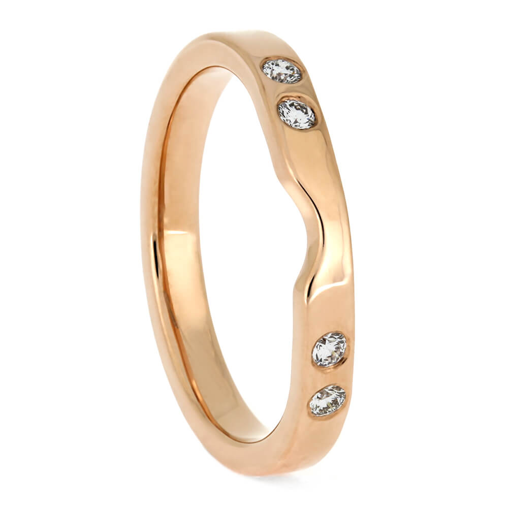 Lapis Lazuli Bridal Set, Three Stone Engagement Ring With Rose Gold Shadow Band