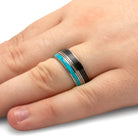 Vinyl Record Ring with Guitar String and Turquoise-3886 - Jewelry by Johan