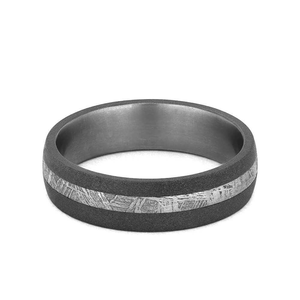 Men's Meteorite Wedding Band With Sandblasted Titanium-3903 - Jewelry by Johan