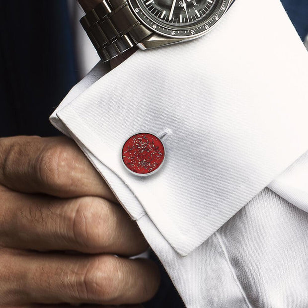 Round Stardust™ Cuff Links in Sterling Silver 
