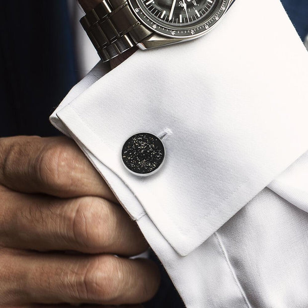 Round Stardust™ Cuff Links in Sterling Silver 