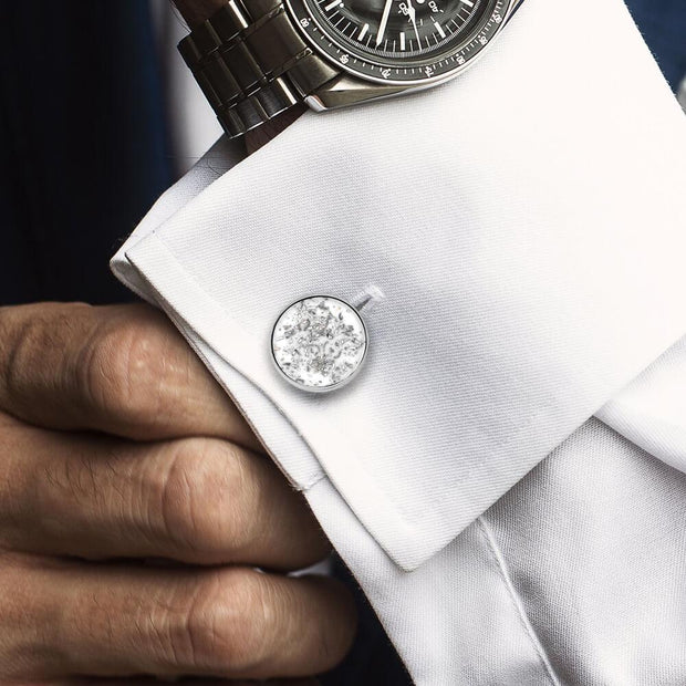 Round Stardust™ Cuff Links in Sterling Silver 