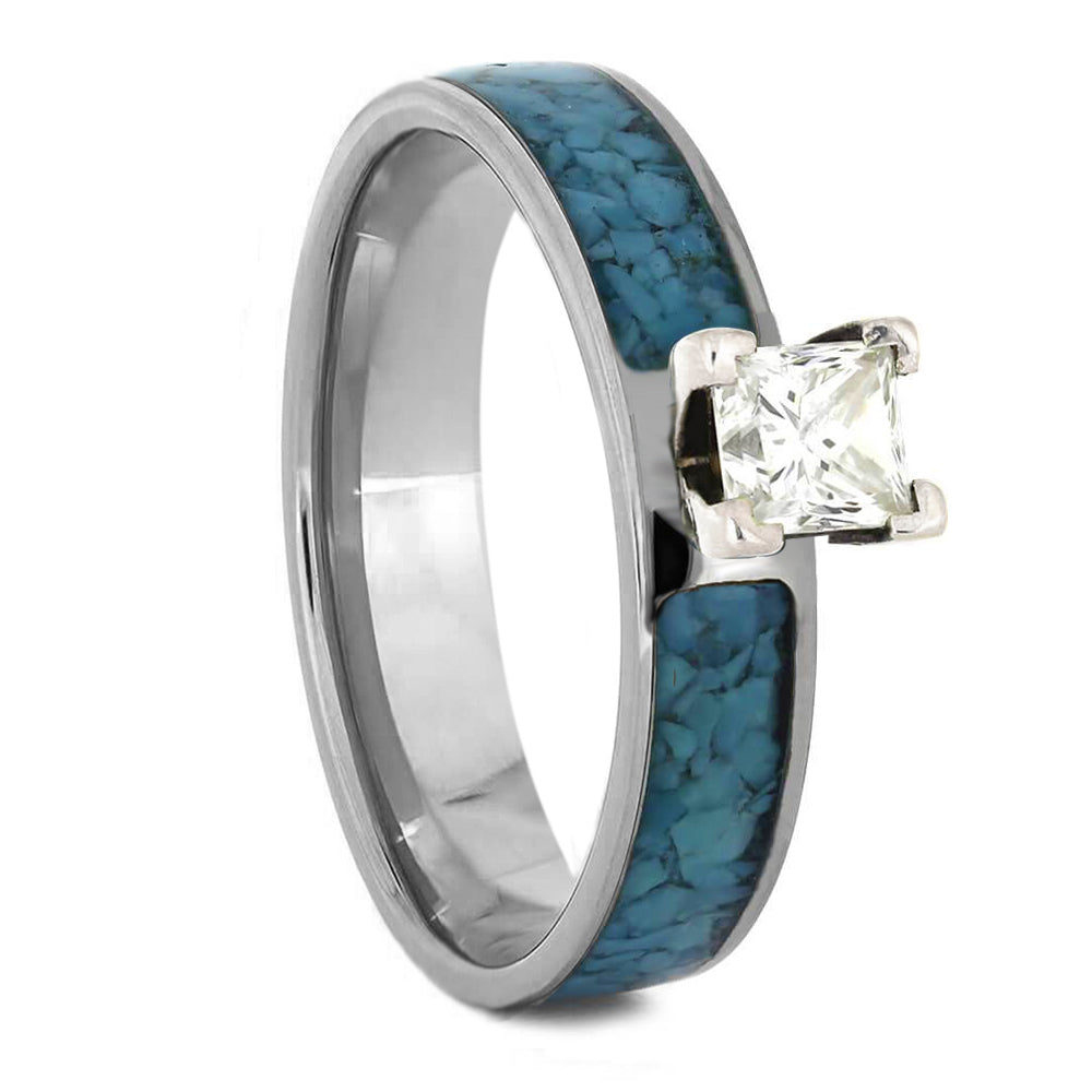 Diamond Engagement Ring With Turquoise Inlay - Jewelry by Johan