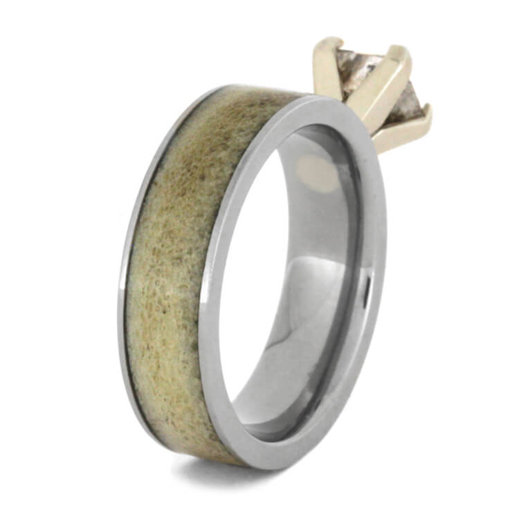 Moissanite Engagement Ring with Natural Shed Antler-2780 - Jewelry by Johan