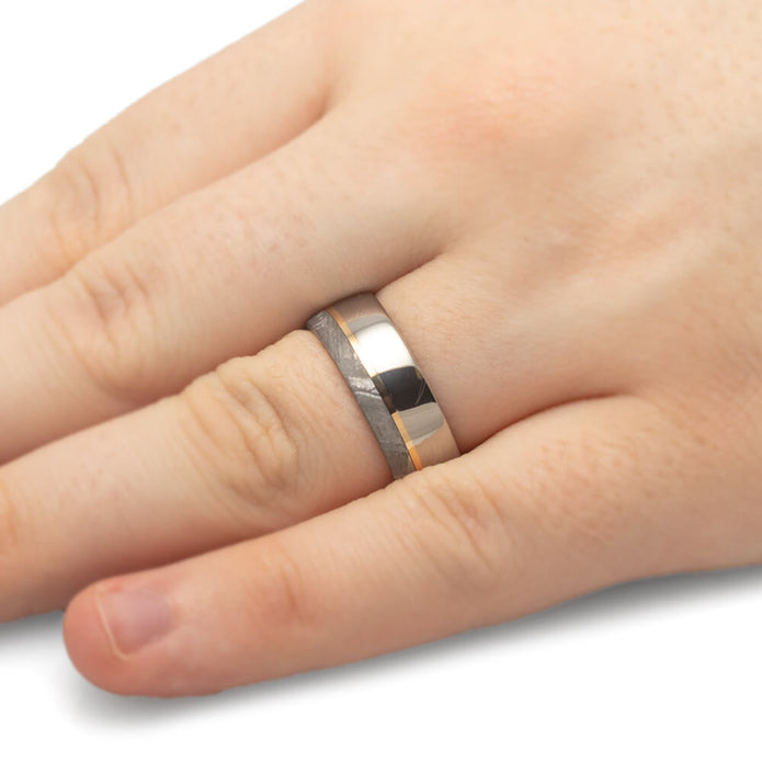 Meteorite Ring with Yellow Gold and Titanium-3939 - Jewelry by Johan