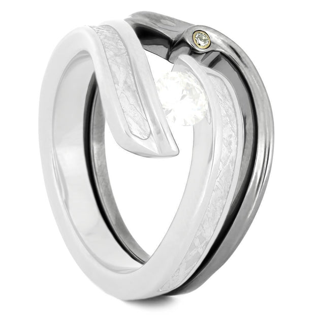 Bezel Stone Shadow Band, Custom Matching Ring for Engagement Ring-3952 - Jewelry by Johan