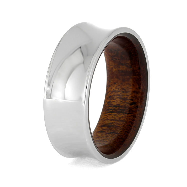 Concave Wedding Band, Mahogany Wood Ring-3954 - Jewelry by Johan