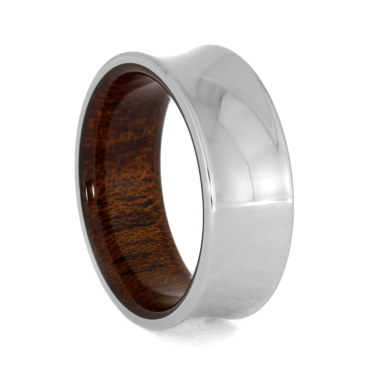 Mahogany Wood Ring Mens Wedding Band Titanium factory Ring 9mm Engagement Band Man Mahogany Wood Wedding Band Polished Gold Ring 18k Gold Plate Ring