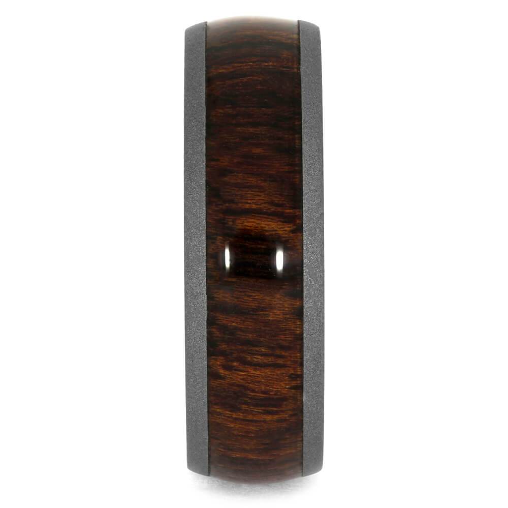 Carribean Rosewood Ring with Sandblasted Titanium Edges-3958 - Jewelry by Johan