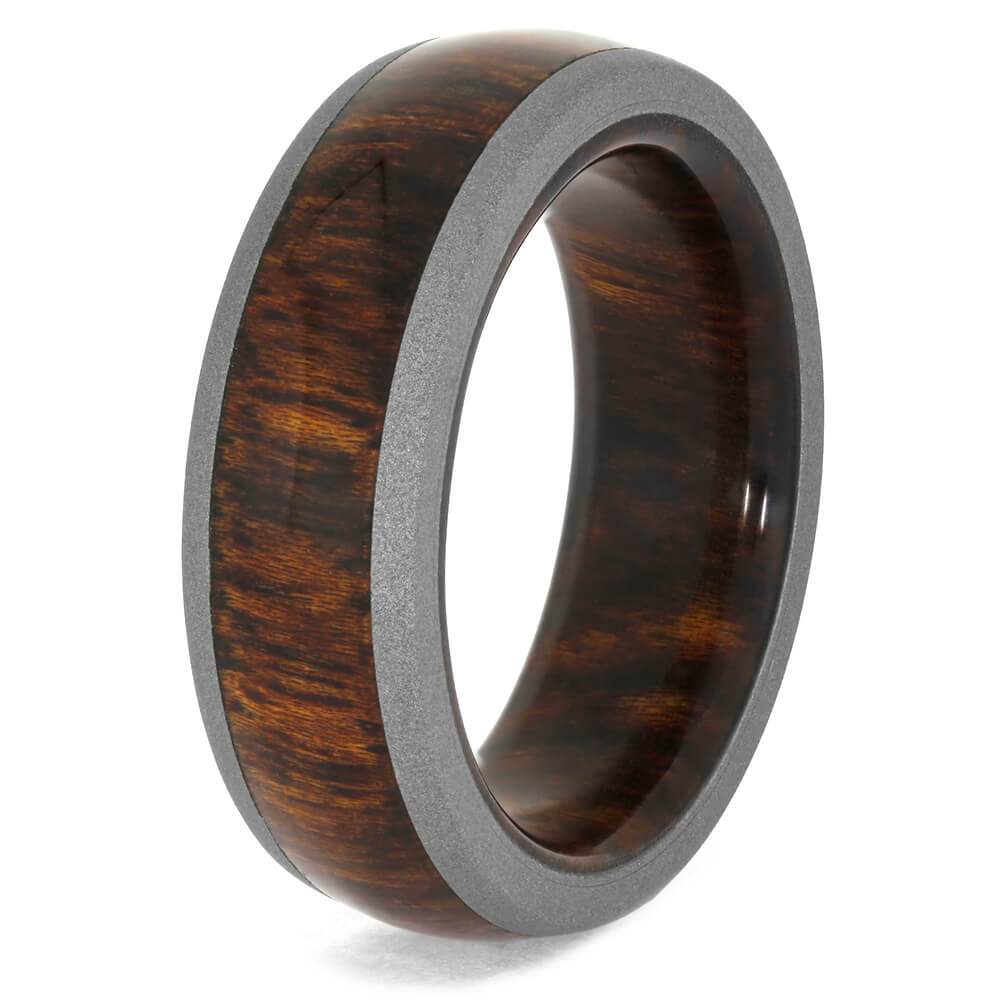 Carribean Rosewood Ring with Sandblasted Titanium Edges-3958 - Jewelry by Johan