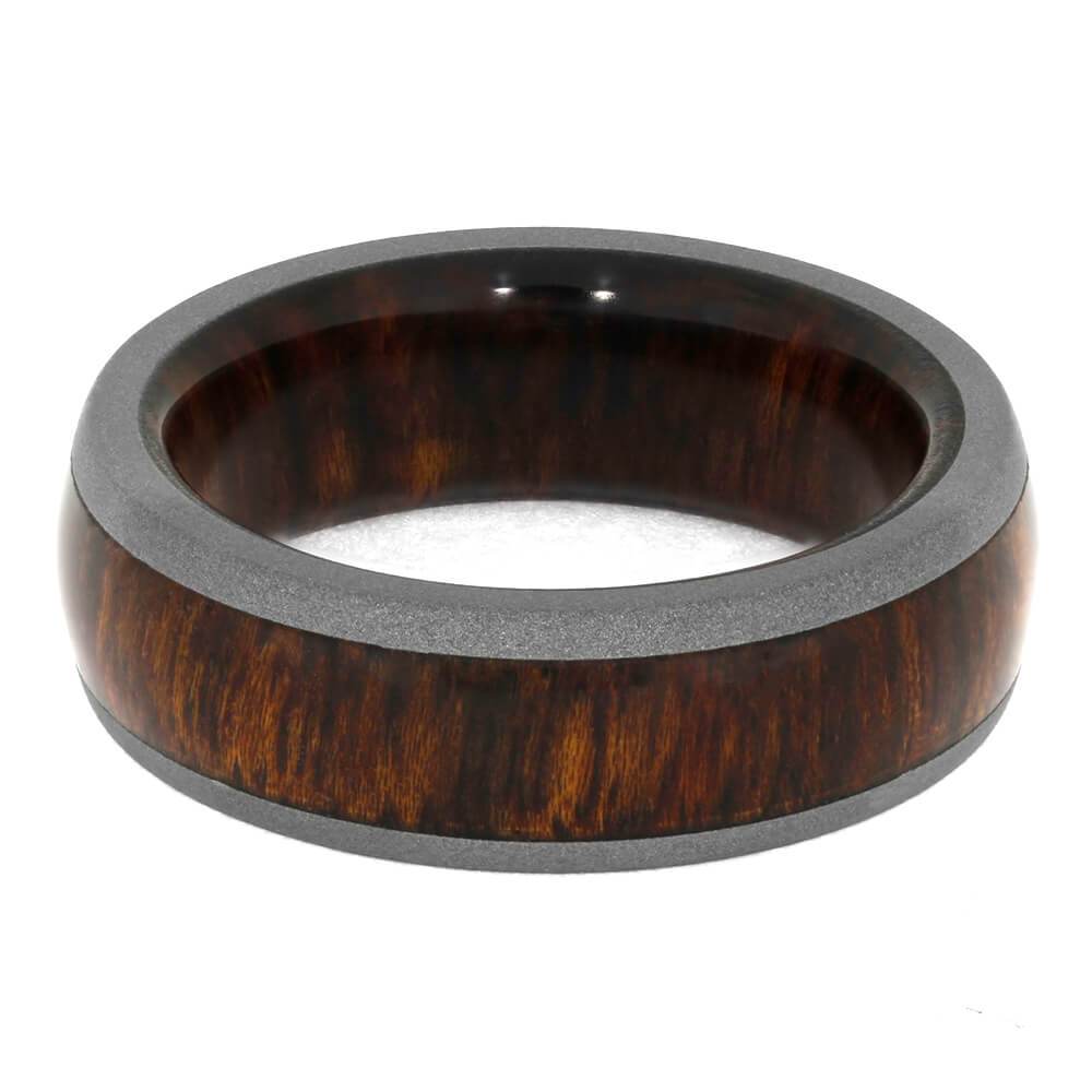 Carribean Rosewood Ring with Sandblasted Titanium Edges-3958 - Jewelry by Johan