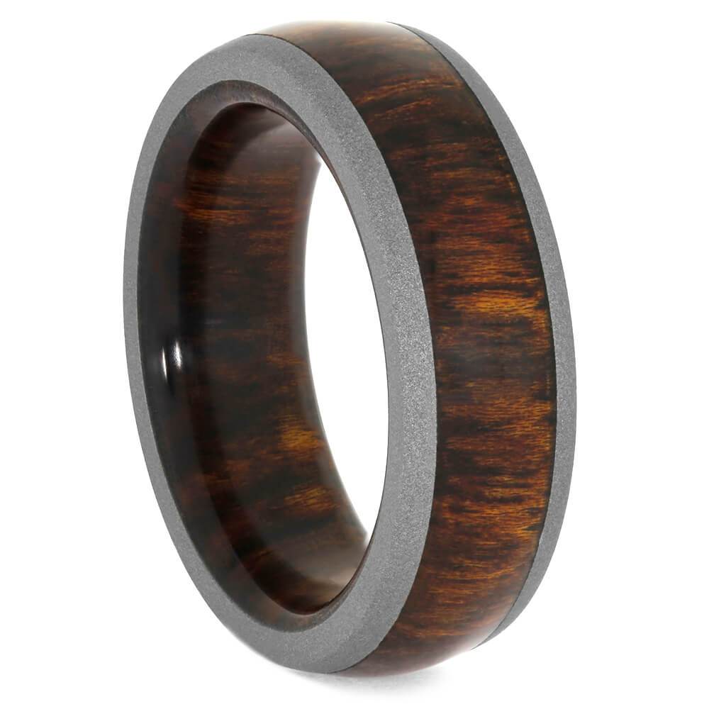 Carribean Rosewood Ring with Sandblasted Titanium Edges-3958 - Jewelry by Johan