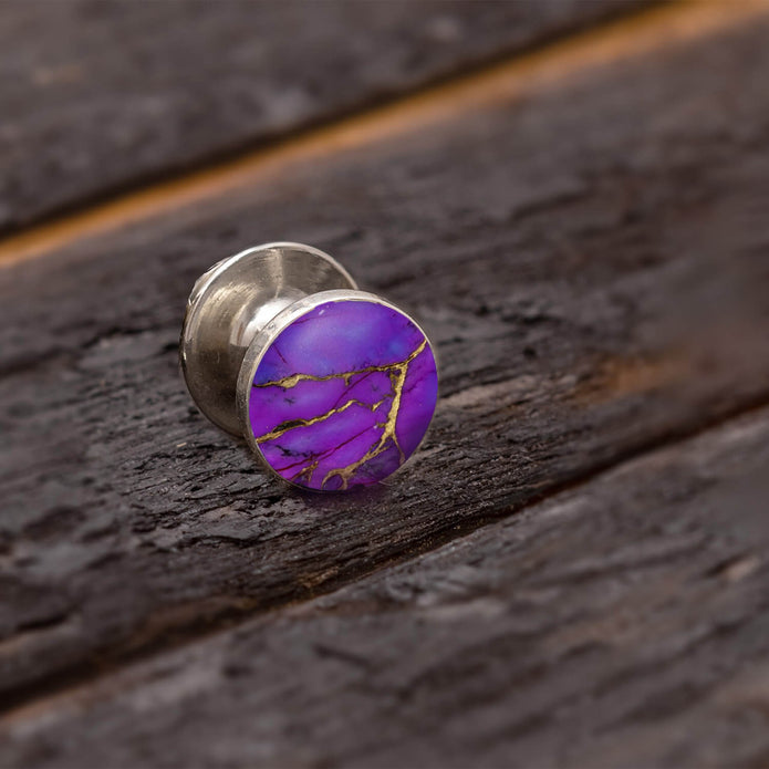 Lava Turquoise Tie Tack With Sterling Silver