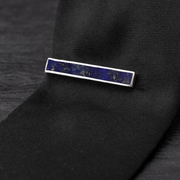 Lapis Lazuli Tie Clip in Sterling Silver