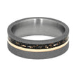 Black Stardust™ Wedding Band with Rose Gold Pinstripe In Titanium-3984 - Jewelry by Johan