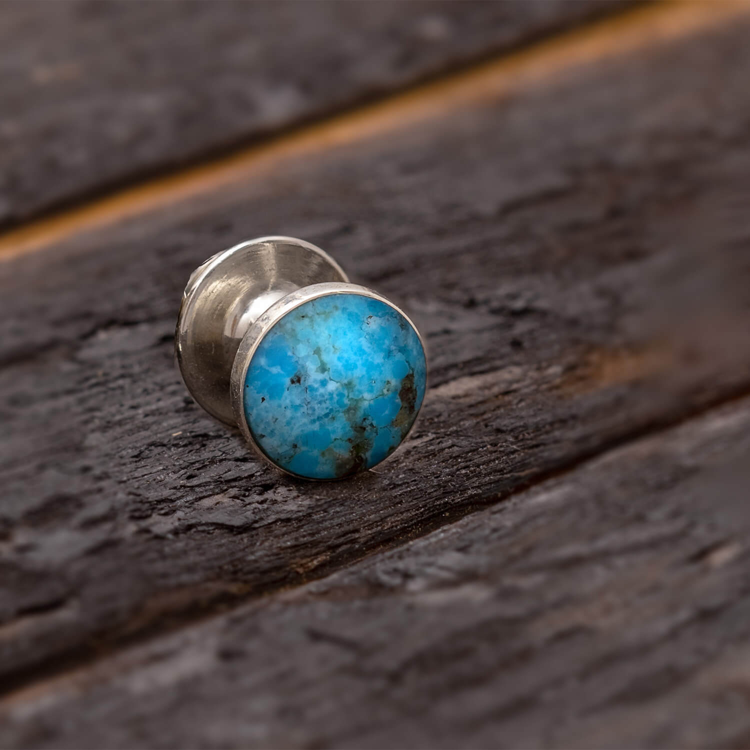 Turquoise Tie Tack With Sterling Silver