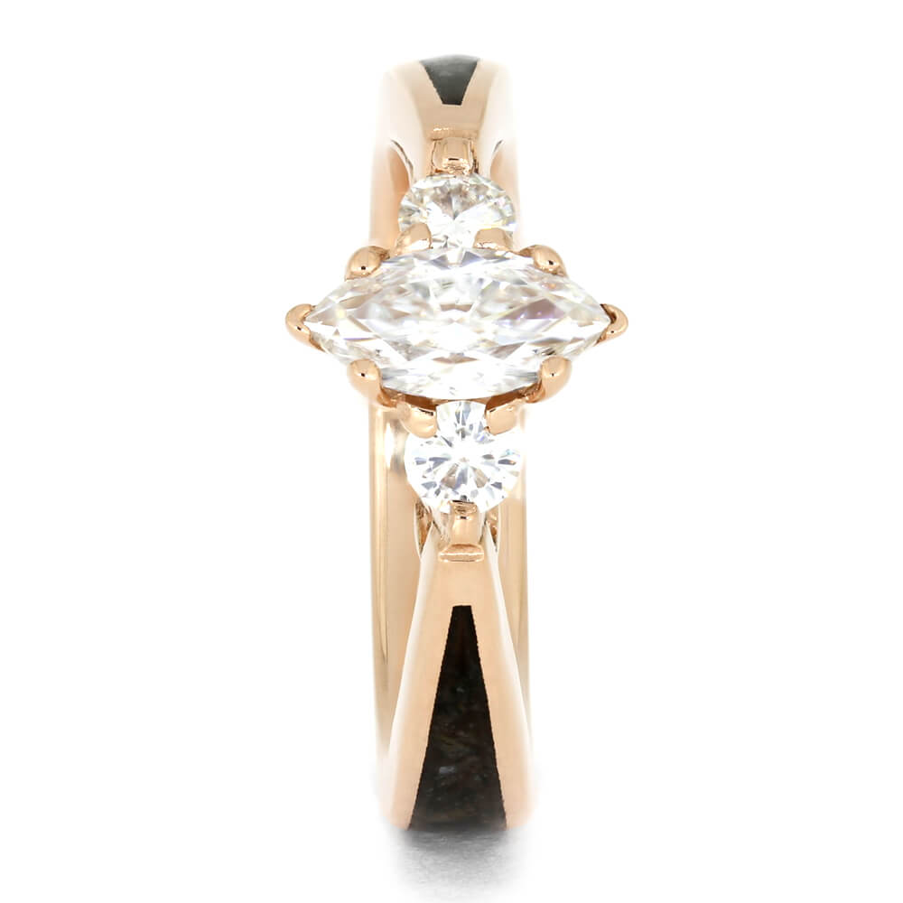 Moissanite Engagement Ring in Rose Gold With Dinosaur Bone-3989 - Jewelry by Johan