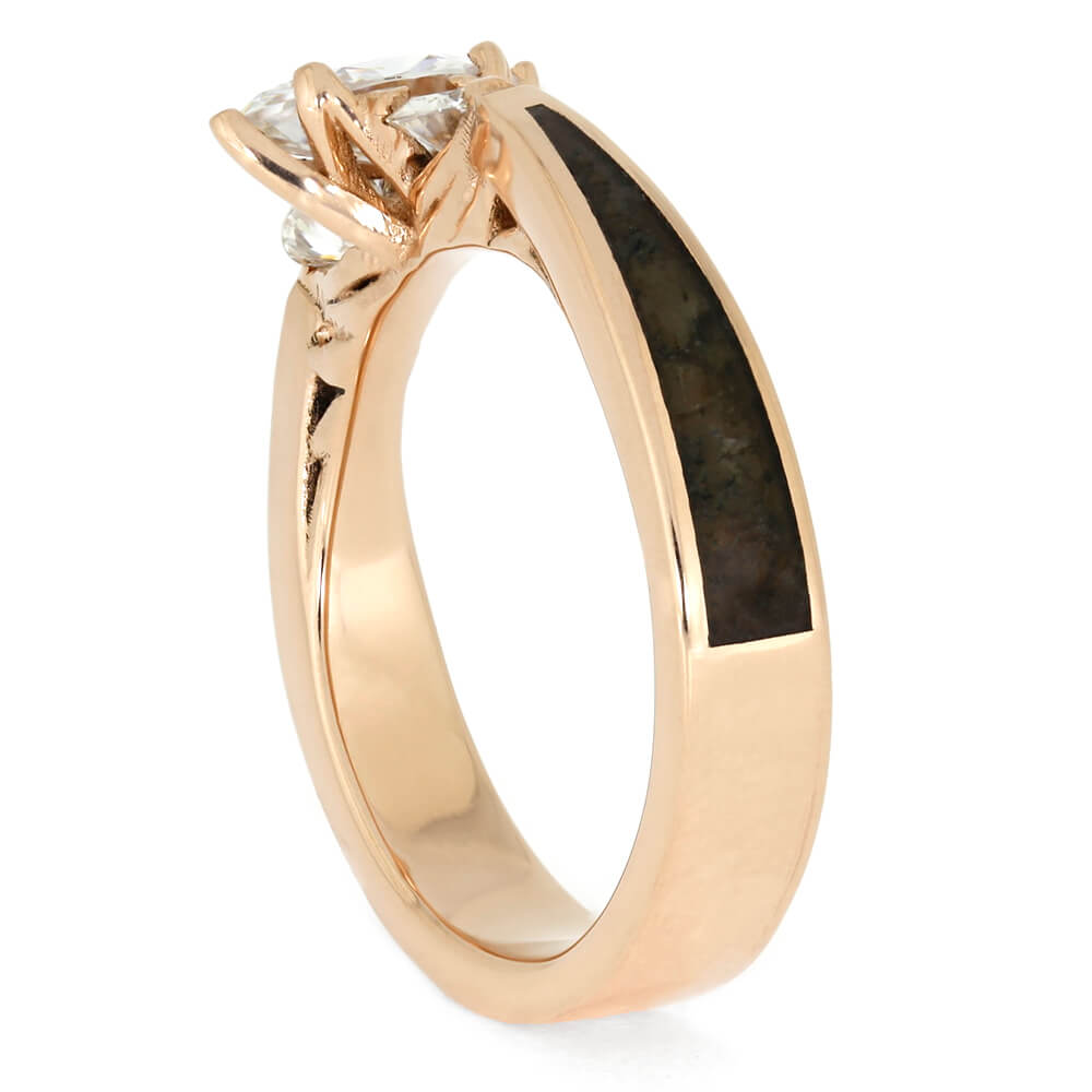 Moissanite Engagement Ring in Rose Gold With Dinosaur Bone-3989 - Jewelry by Johan