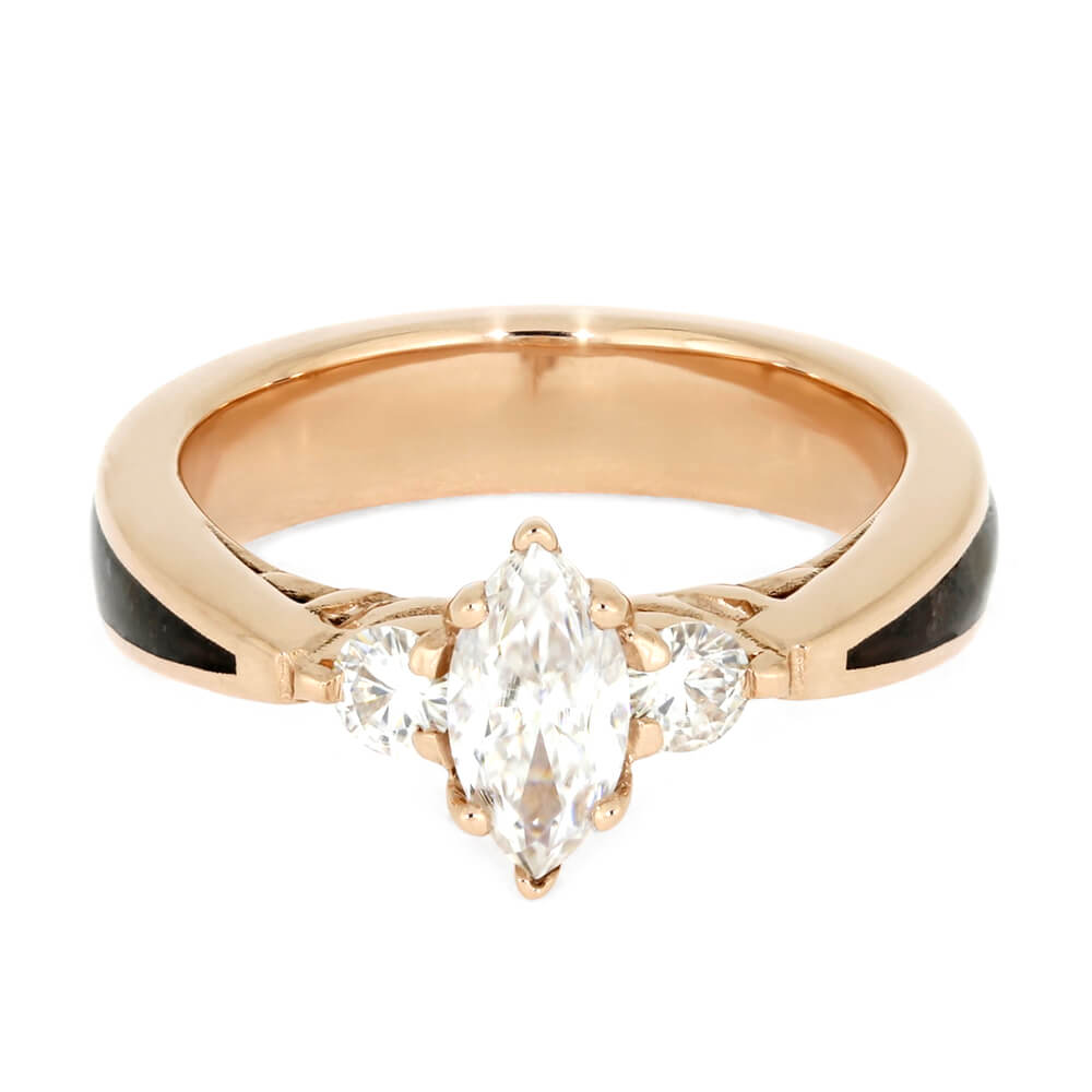 Moissanite Engagement Ring in Rose Gold With Dinosaur Bone-3989 - Jewelry by Johan