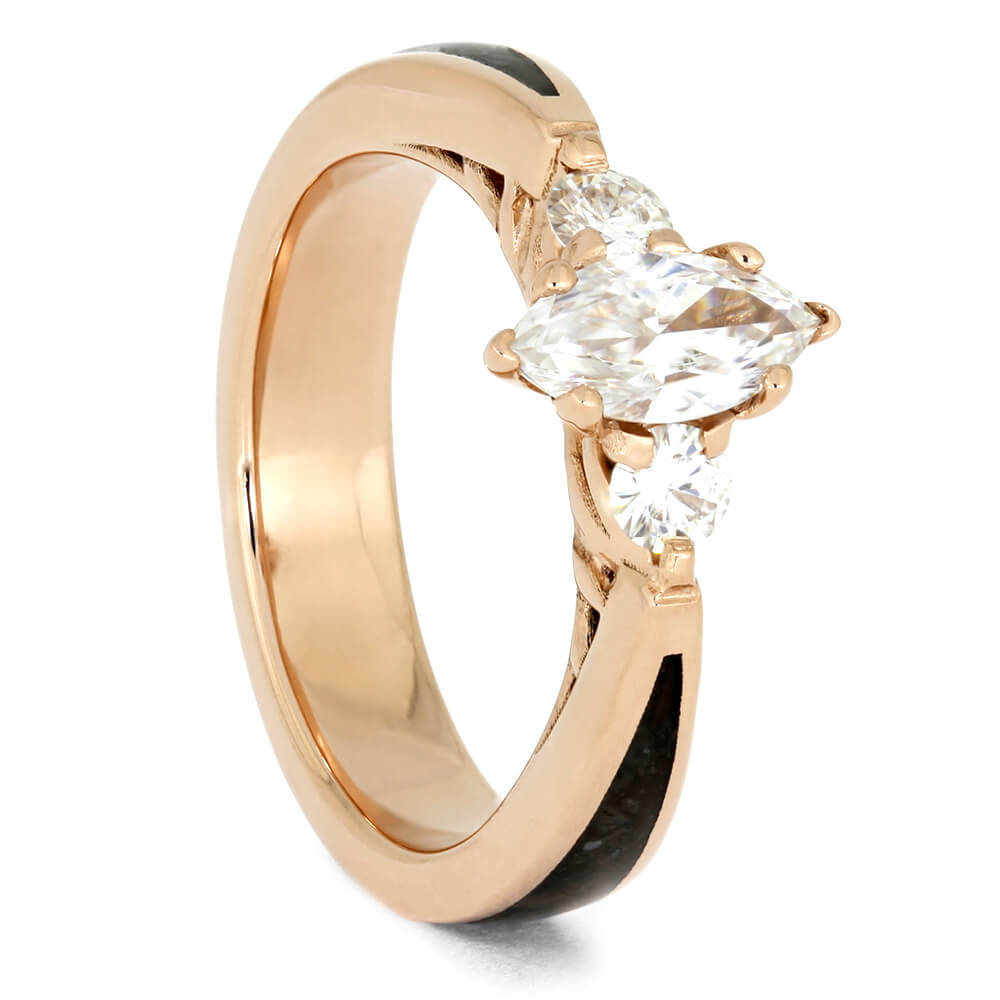 Moissanite Engagement Ring in Rose Gold With Dinosaur Bone-3989 - Jewelry by Johan