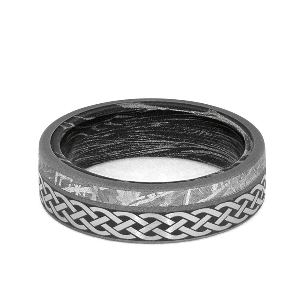 Celtic Men's Wedding Ring with Mokume Sleeve-3993 - Jewelry by Johan