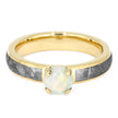 Opal Engagement Ring With Meteorite Band In Yellow Gold-3994 - Jewelry by Johan