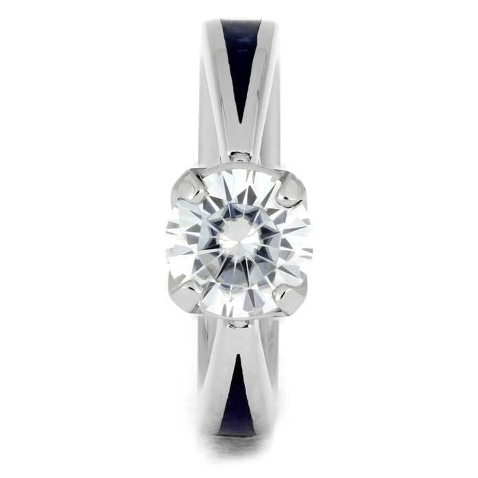 Lapis Lazuli Engagement Ring In Platinum With Round Moissanite-3998 - Jewelry by Johan