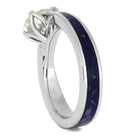 Lapis Lazuli Engagement Ring In Platinum With Round Moissanite-3998 - Jewelry by Johan