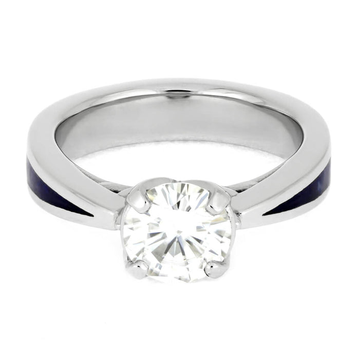 Lapis Lazuli Engagement Ring In Platinum With Round Moissanite-3998 - Jewelry by Johan