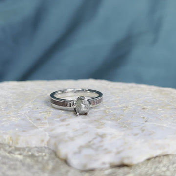 Rough Diamond Engagement Ring with Dinosaur Bone