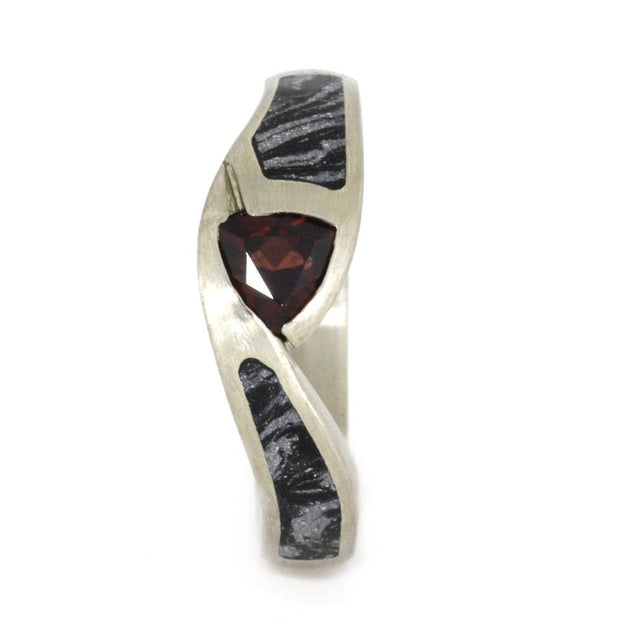 Ruby Engagement Ring with Two Mokume Gane Inlays, White Gold Ring-3342 - Jewelry by Johan