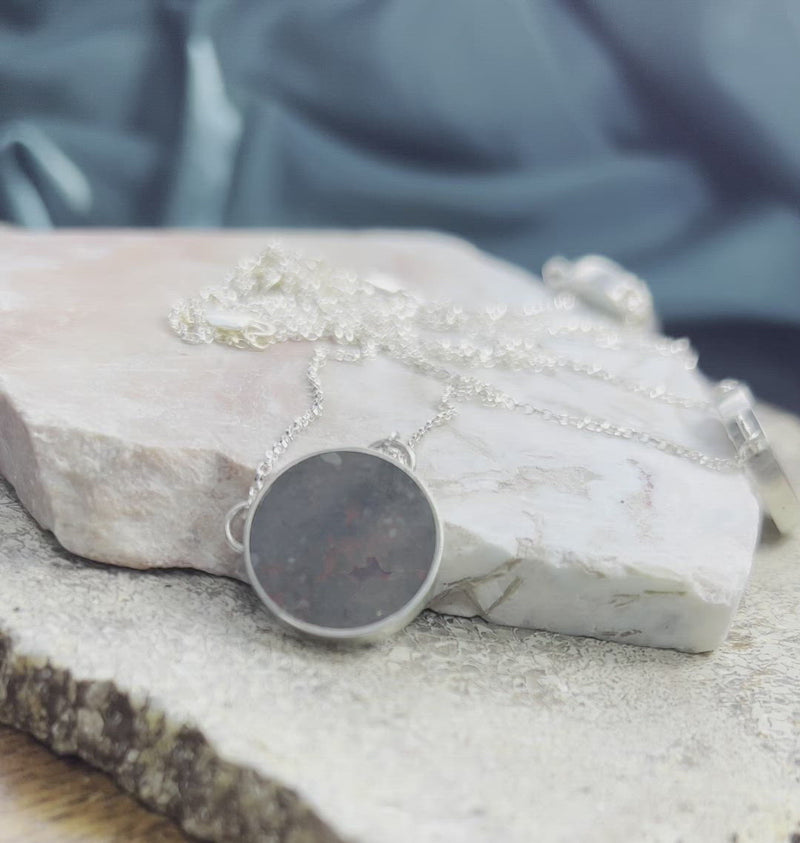 Dinosaur Fossil Round Bezel Necklace