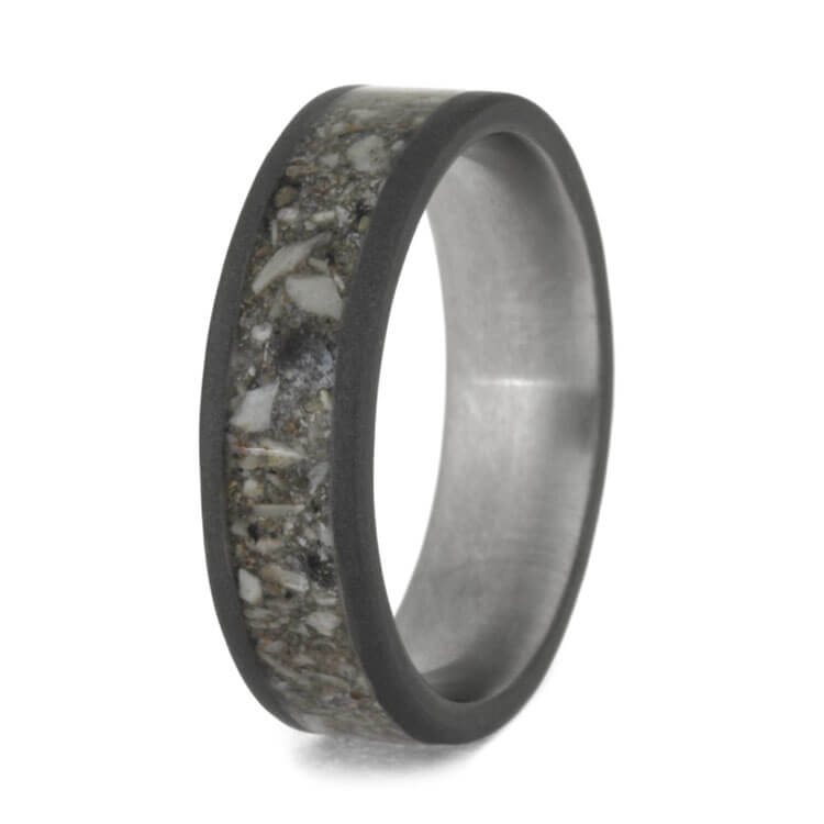 Sandblasted Titanium Ring Inlaid With Ashes-2690 - Jewelry by Johan