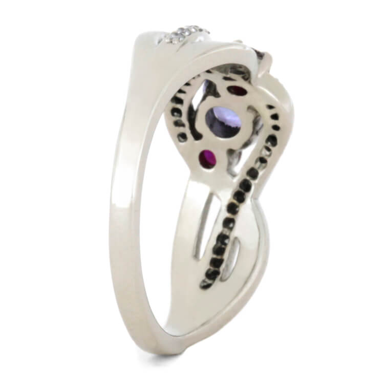 Tanzanite Engagement Ring With Ruby And Diamond Accents, White Gold-2308 - Jewelry by Johan