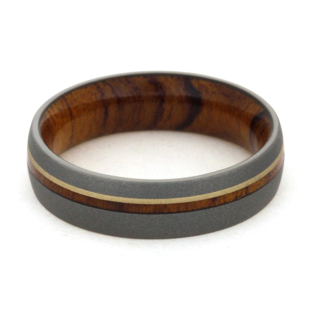 Titan- Knurled Titanium and Copper Inlay Men's Wedding Band. Add Text Engraving / 14K Yellow Gold