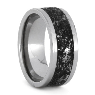 Titanium Ring With Mimetic Meteorite Engraving