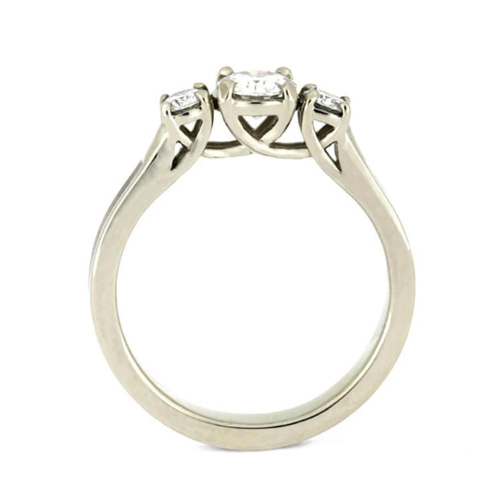 Three Stone Ring With Koa Wood, White Gold Engagement Ring With Moissanites-2656 - Jewelry by Johan